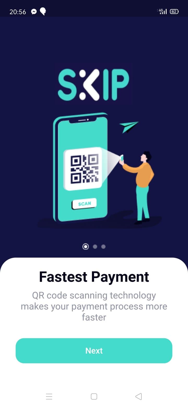 Skip onboarding splash — fastest payment, QR code scanning
